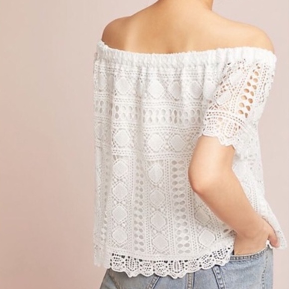 *SOLD* Anthropologie Off The Shoulder White Top - Picture 2 of 7
